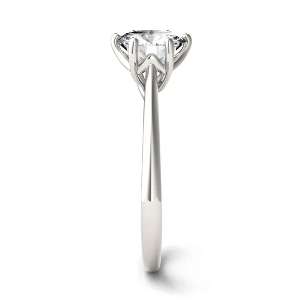 1.50 CTW DEW Round Forever One Moissanite Six Prong Solitaire Trellis Engagement Ring in 14K White Gold