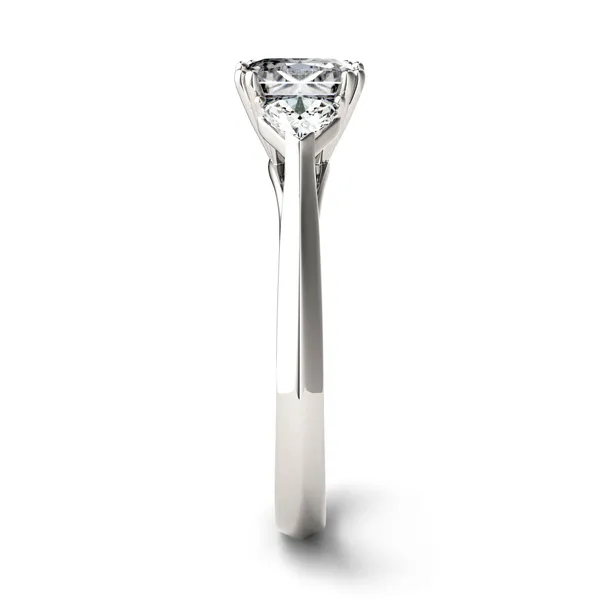 1.10 CTW DEW Radiant Forever One Moissanite Three Stone Engagement Ring in 14K White Gold
