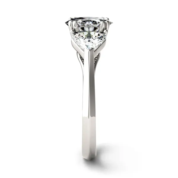 2.90 CTW DEW Oval Forever One Moissanite Three Stone Engagement Ring in 14K White Gold