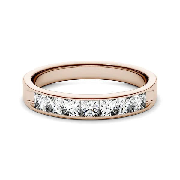 1.89 CTW DEW Princess Forever One Moissanite Channel Set Anniversary Band in 14K Rose Gold