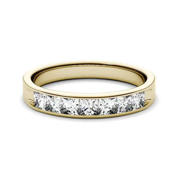 1.89 CTW DEW Princess Forever One Moissanite Channel Set Anniversary Band in 14K Yellow Gold
