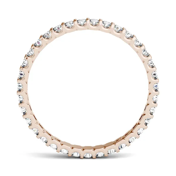 0.58 CTW DEW Round Forever One Moissanite Shared Prong Eternity Band in 14K Rose Gold