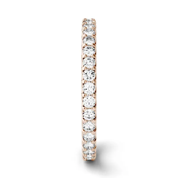 0.58 CTW DEW Round Forever One Moissanite Shared Prong Eternity Band in 14K Rose Gold