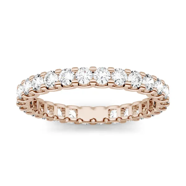 1.00 CTW DEW Round Forever One Moissanite Shared Prong Eternity Band in 14K Rose Gold