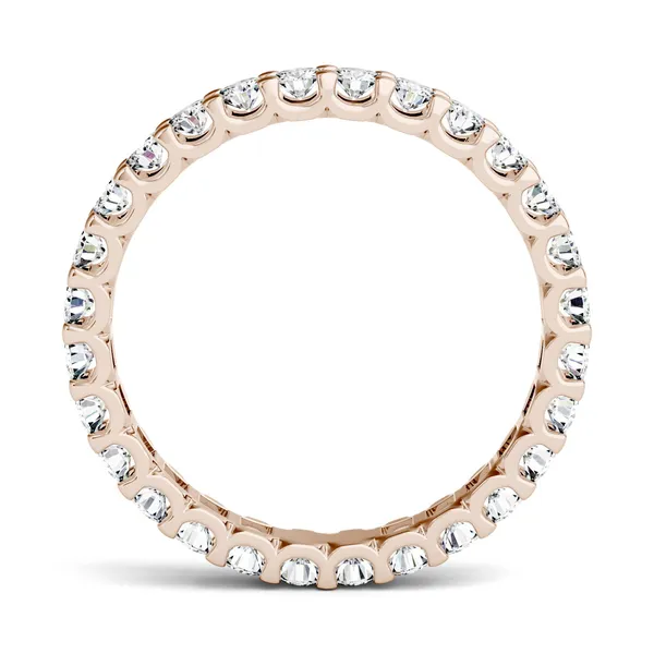 1.00 CTW DEW Round Forever One Moissanite Shared Prong Eternity Band in 14K Rose Gold