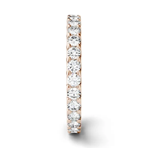1.00 CTW DEW Round Forever One Moissanite Shared Prong Eternity Band in 14K Rose Gold