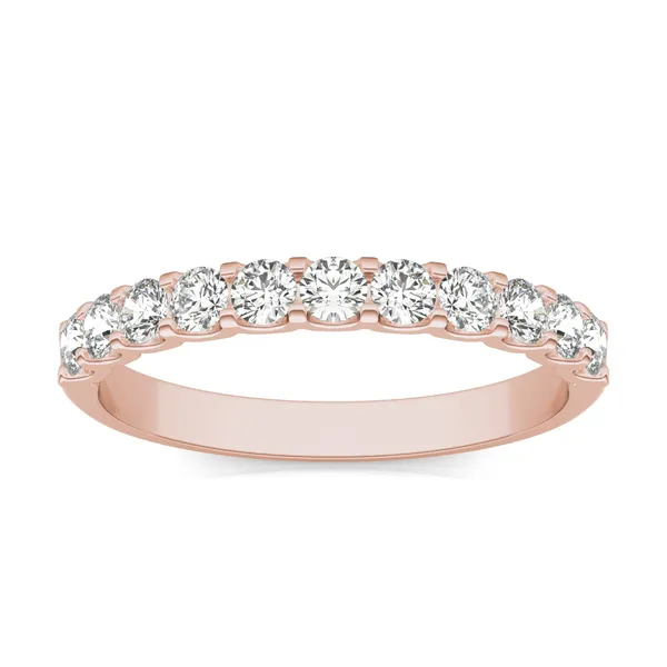 1/2 CTW Round Caydia Lab Grown Diamond Classic Wedding Band 18K Rose Gold