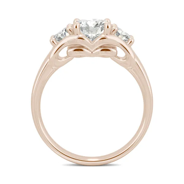 1.52 CTW DEW Round Forever One Moissanite Three Stone Moissanite Ring in 14K Rose Gold