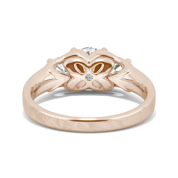 1.52 CTW DEW Round Forever One Moissanite Three Stone Moissanite Ring in 14K Rose Gold