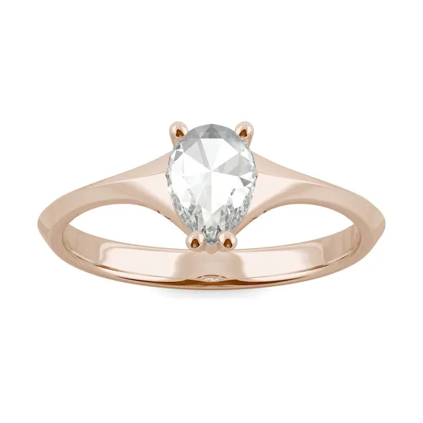 0.45 CTW DEW Pear Forever One Moissanite Solitaire Ring in 14K Rose Gold