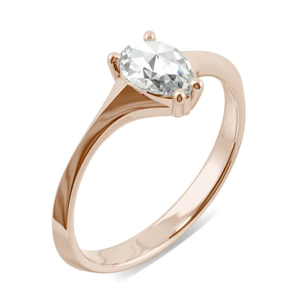 0.45 CTW DEW Pear Forever One Moissanite Solitaire Ring in 14K Rose Gold