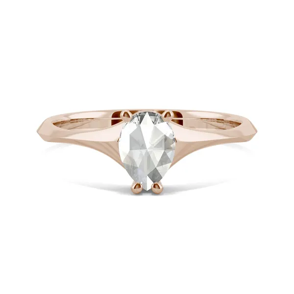 0.45 CTW DEW Pear Forever One Moissanite Solitaire Ring in 14K Rose Gold
