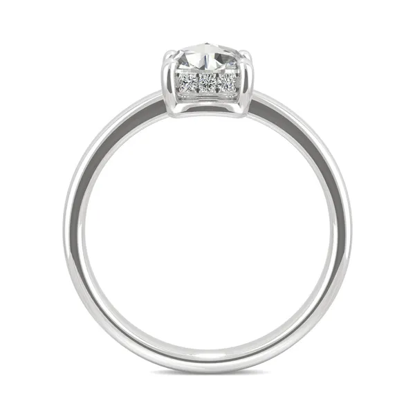 0.67 CTW DEW Cushion Forever One Moissanite Solitaire with Hidden Accents Ring in 14K White Gold
