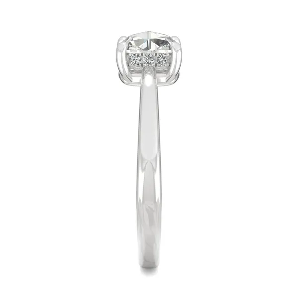 0.67 CTW DEW Cushion Forever One Moissanite Solitaire with Hidden Accents Ring in 14K White Gold