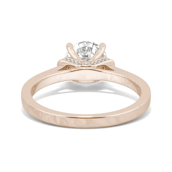 1.69 CTW DEW Round Forever One Moissanite Hidden Solitaire with Side Accents Ring in 14K Rose Gold