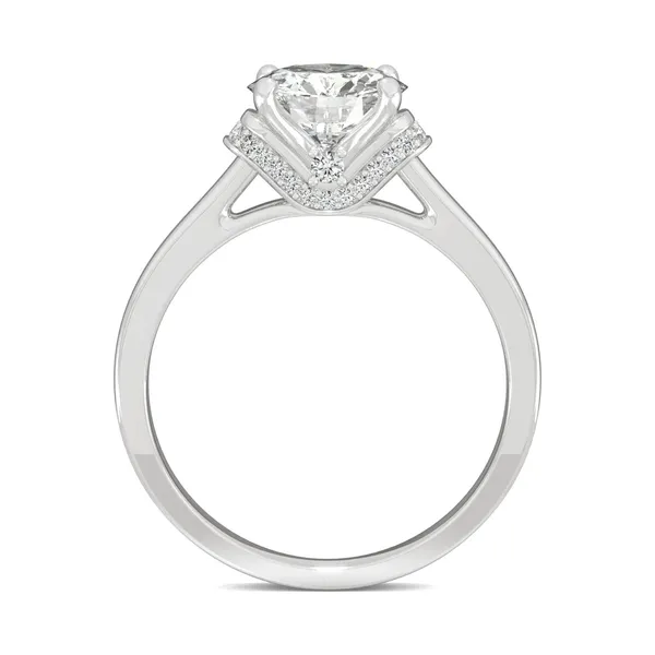 1.69 CTW DEW Round Forever One Moissanite Hidden Solitaire with Side Accents Ring in 14K White Gold