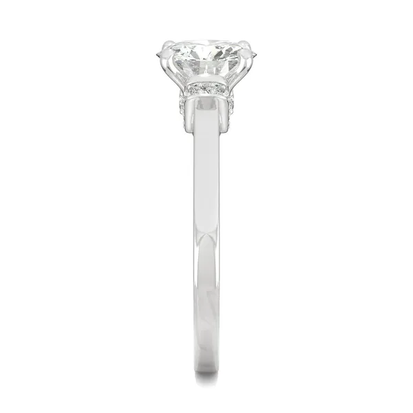 1.69 CTW DEW Round Forever One Moissanite Hidden Solitaire with Side Accents Ring in 14K White Gold