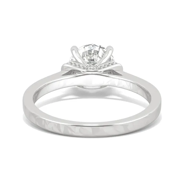 1.69 CTW DEW Round Forever One Moissanite Hidden Solitaire with Side Accents Ring in 14K White Gold