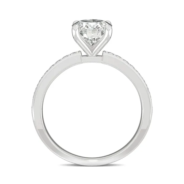 2.28 CTW DEW Oval Forever One Moissanite Channel Bead Set Engagement Ring in 14K White Gold