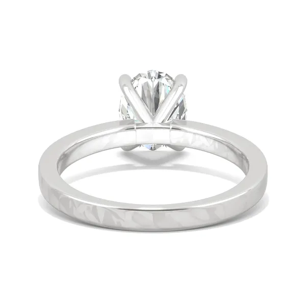 2.28 CTW DEW Oval Forever One Moissanite Channel Bead Set Engagement Ring in 14K White Gold