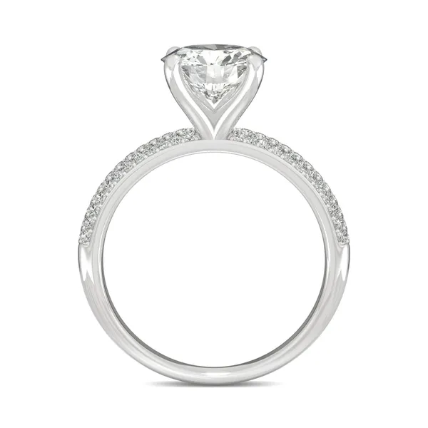 2.27 CTW DEW Round Forever One Moissanite Pave Engagement Ring in 14K White Gold