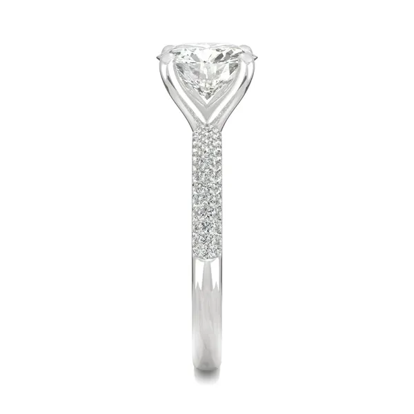 2.27 CTW DEW Round Forever One Moissanite Pave Engagement Ring in 14K White Gold