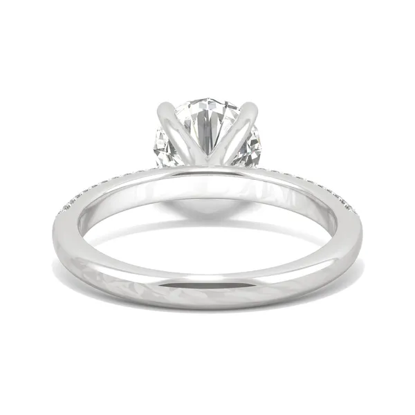 2.27 CTW DEW Round Forever One Moissanite Pave Engagement Ring in 14K White Gold