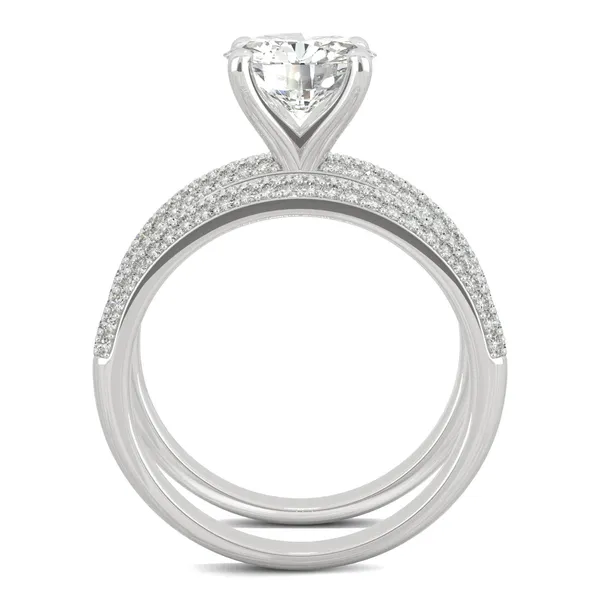 2.66 CTW DEW Round Forever One Moissanite Pave Bridal Set Ring in 14K White Gold