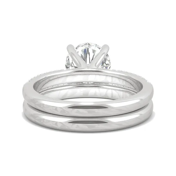 2.66 CTW DEW Round Forever One Moissanite Pave Bridal Set Ring in 14K White Gold