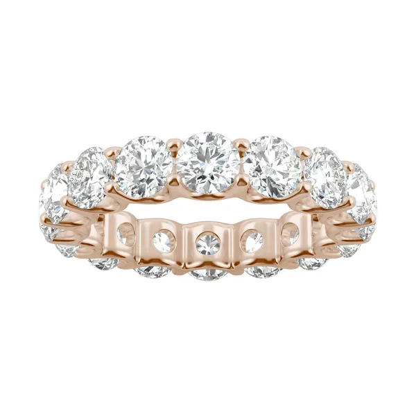 5.28 CTW DEW Round Forever One Moissanite Eternity Band in 14K Rose Gold