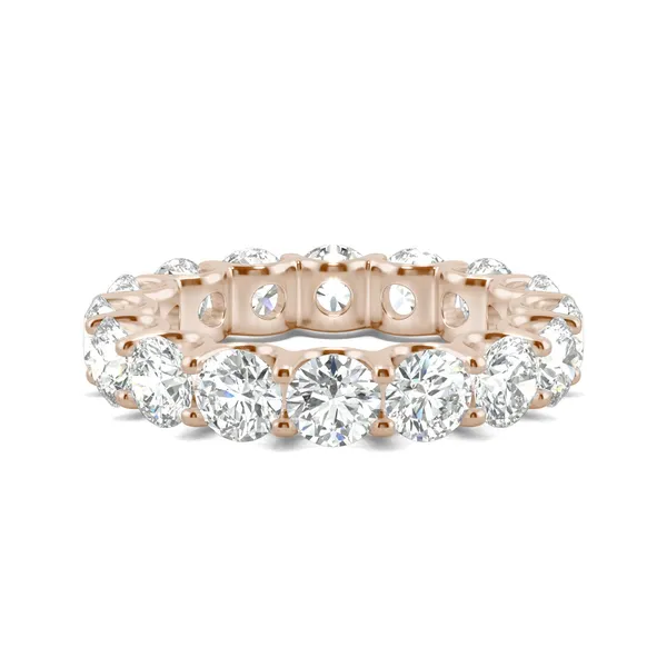 5.28 CTW DEW Round Forever One Moissanite Eternity Band in 14K Rose Gold