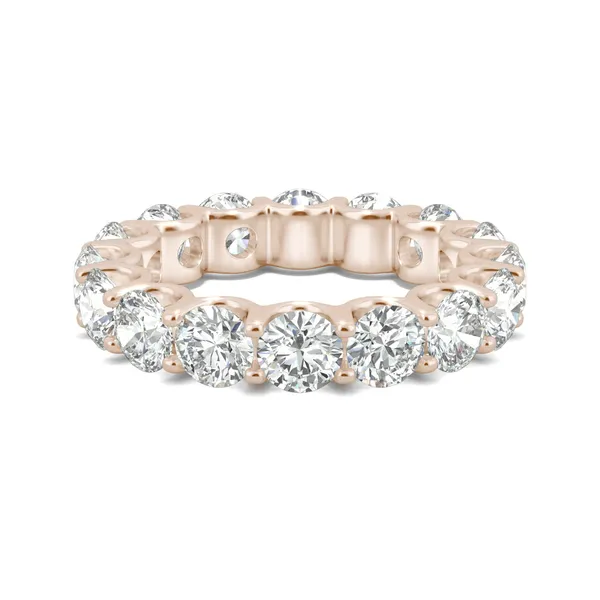 5.28 CTW DEW Round Forever One Moissanite Eternity Band in 14K Rose Gold