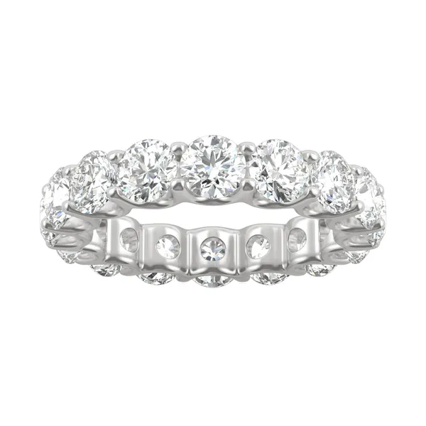 5.28 CTW DEW Round Forever One Moissanite Eternity Band in 14K White Gold