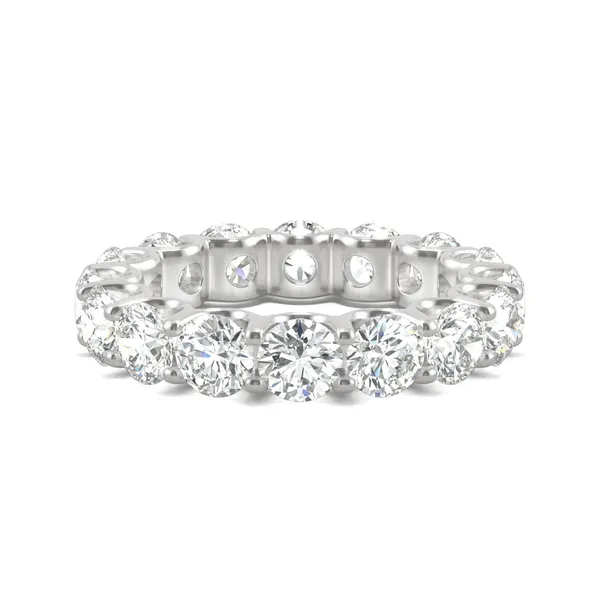 5.28 CTW DEW Round Forever One Moissanite Eternity Band in 14K White Gold