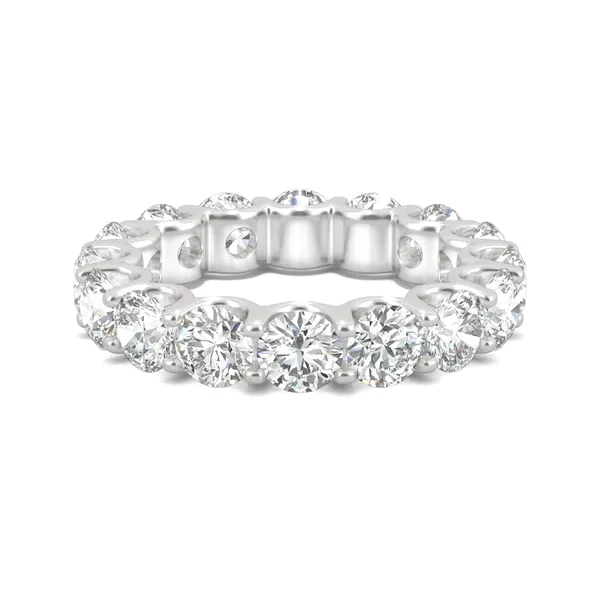 5.28 CTW DEW Round Forever One Moissanite Eternity Band in 14K White Gold