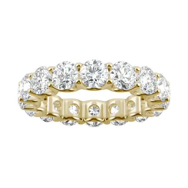 5.28 CTW DEW Round Forever One Moissanite Eternity Band in 14K Yellow Gold