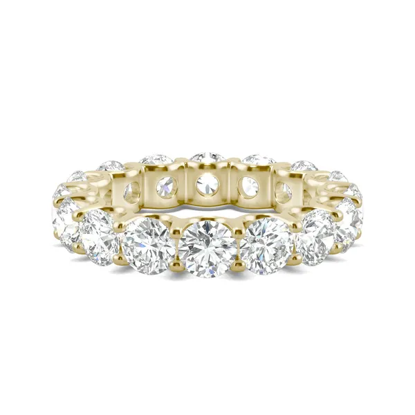 5.28 CTW DEW Round Forever One Moissanite Eternity Band in 14K Yellow Gold