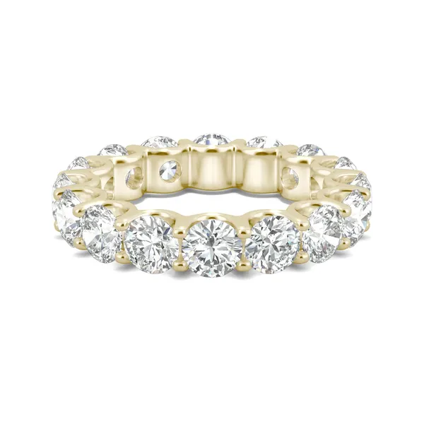 5.28 CTW DEW Round Forever One Moissanite Eternity Band in 14K Yellow Gold