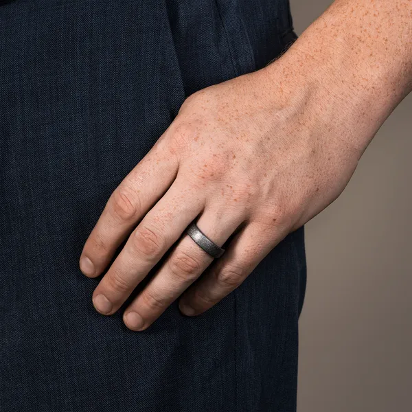 Rustic Finish Comfort-Fit 6.5mm Ring Tantalum