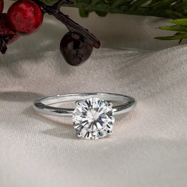 2.73 CTW DEW Round Forever One Moissanite Solitaire Engagement Ring in Platinum