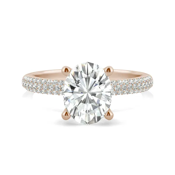 2.45 CTW DEW Oval Forever One Moissanite Micro Pave Ring in 14K Rose Gold