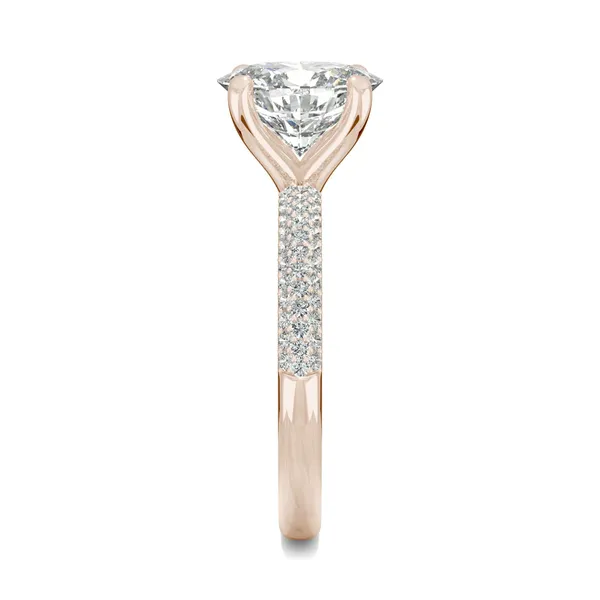 2.45 CTW DEW Oval Forever One Moissanite Micro Pave Ring in 14K Rose Gold