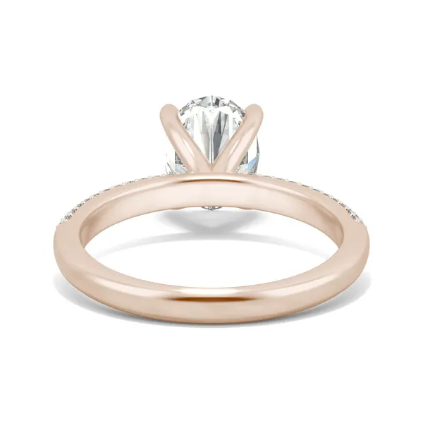 2.45 CTW DEW Oval Forever One Moissanite Micro Pave Ring in 14K Rose Gold