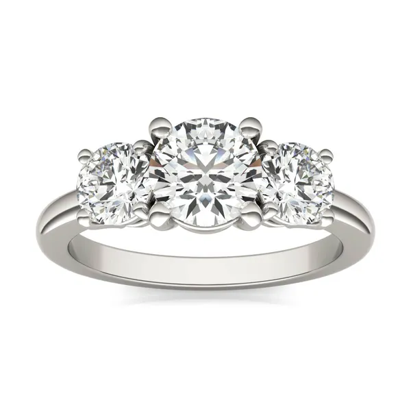 2 CTW Round Caydia Lab Grown Diamond Classic Three Stone Engagement Ring in 14K White Gold