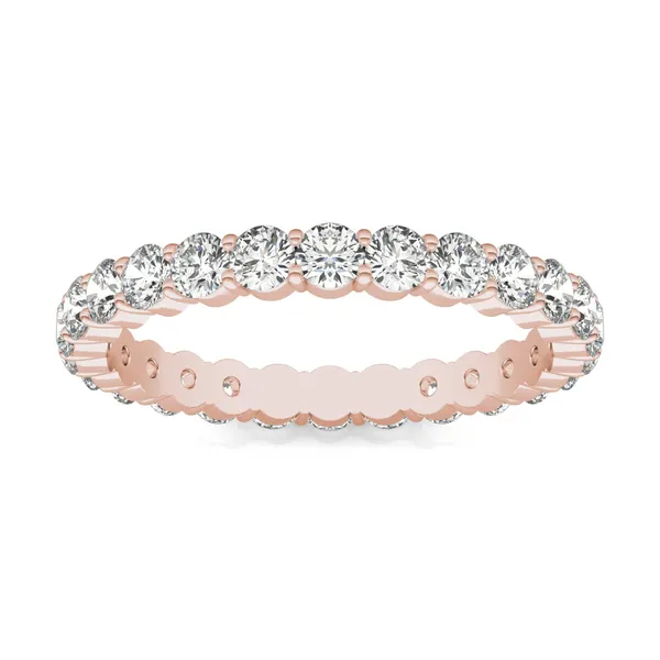 1 1/3 CTW Round Caydia Lab Grown Diamond Scallop Edge Eternity Band Ring 18K Rose Gold