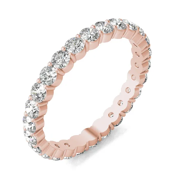 1 1/3 CTW Round Caydia Lab Grown Diamond Scallop Edge Eternity Band Ring 18K Rose Gold