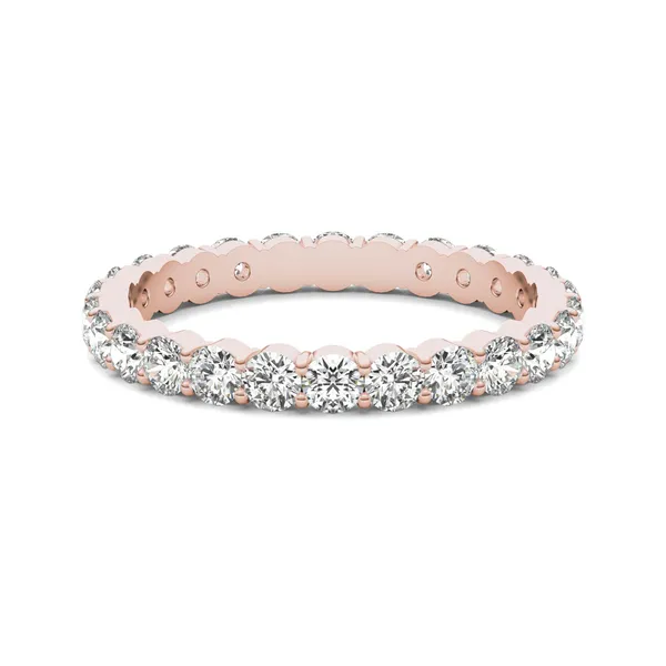 1 1/3 CTW Round Caydia Lab Grown Diamond Scallop Edge Eternity Band Ring 18K Rose Gold