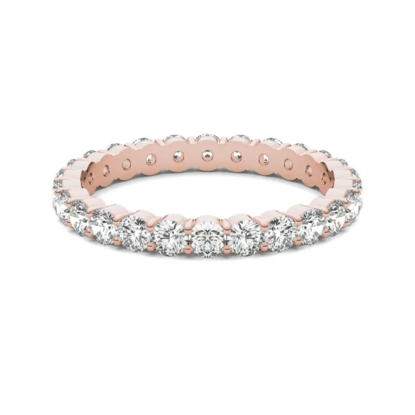 1 1/3 CTW Round Caydia Lab Grown Diamond Scallop Edge Eternity Band Ring 18K Rose Gold