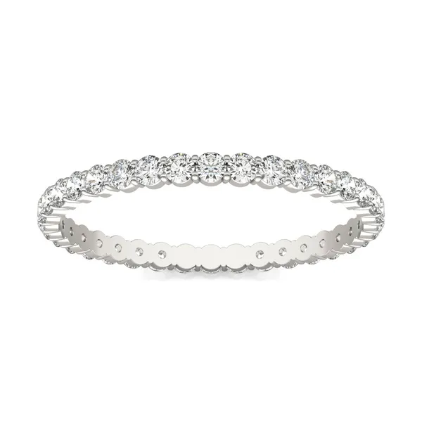 1/2 CTW Round Caydia Lab Grown Diamond Scallop Edge Eternity Band 18K White Gold