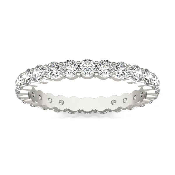 1 1/3 CTW Round Caydia Lab Grown Diamond Scallop Edge Eternity Band Ring 18K White Gold